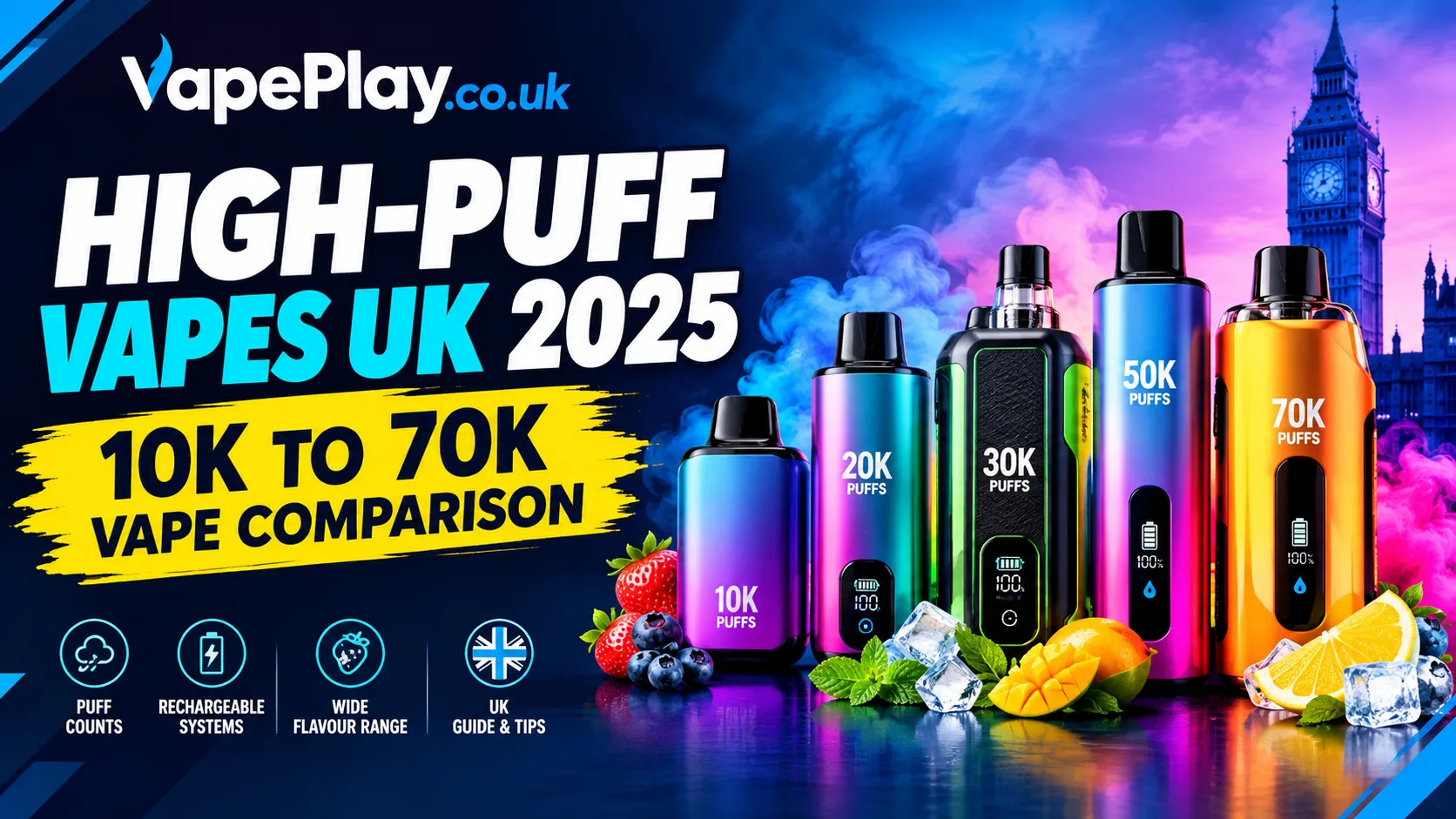 High-Puff Vapes UK 2025: 10K to 70K Vape Comparison